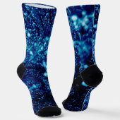 Blauwe vonken Abstract Bevroren bellen Monogram Sokken (Gebogen)