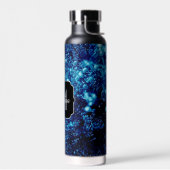 Blauwe vonken Abstract Bevroren bellen Monogram Waterfles (Links)