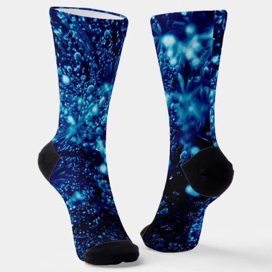 Blauwe vonken Abstract Bevroren bellen Sokken (Gebogen)