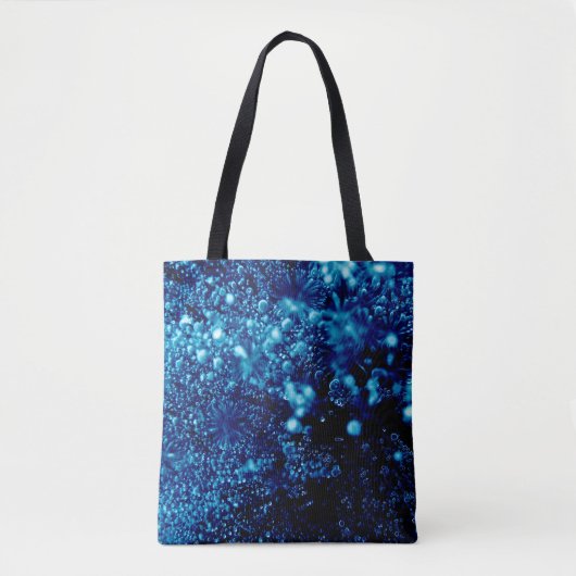Blauwe vonken Abstract Bevroren bubbels Tote Bag (Voorkant)