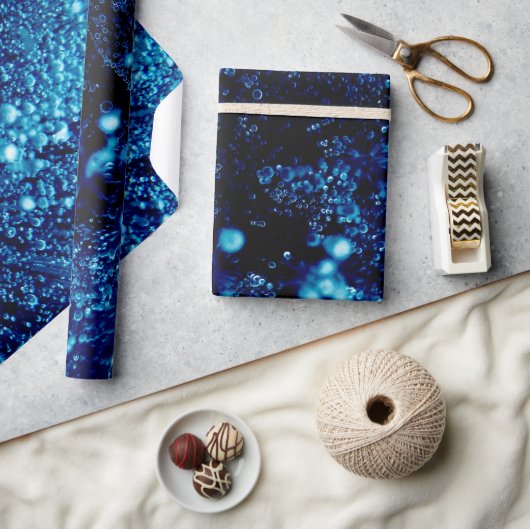 Blauwe vonken Abstracte bevroren bubbels Cadeaupapier (Crafts)