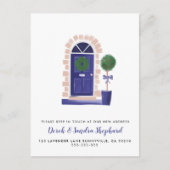 Blauwe voordeur adreswijziging die we hebben verpl aankondigingskaart (Voorkant)