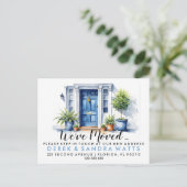Blauwe voordeur Adreswijziging, verhuisd huis Aankondigingskaart (Staand voorkant)