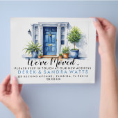 Blauwe voordeur Adreswijziging, verhuisd huis Flyer (Hand)
