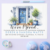 Blauwe voordeur Adreswijziging, verhuisd huis Flyer (Enkel)