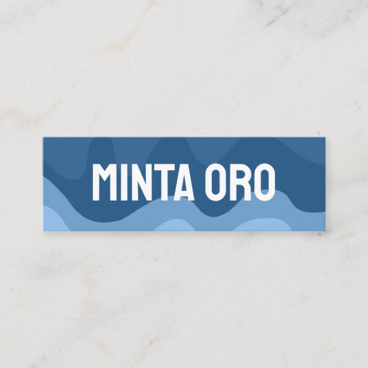 Blauwe vormen handgemaakte reisstrepen met sociale mini visitekaartje (Voorkant)