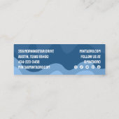 Blauwe vormen handgemaakte reisstrepen met sociale mini visitekaartje (Achterkant)