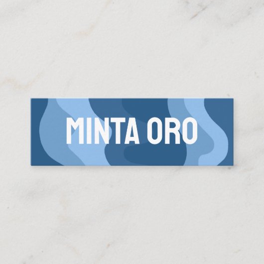 Blauwe vormen handgemaakte reisstrepen met sociale mini visitekaartje (Voorkant)