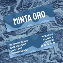 Blauwe vormen handgemaakte reisstrepen met sociale mini visitekaartje