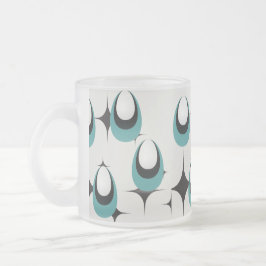 blauwe vormen Mid Century Modern Matglas Koffiemok