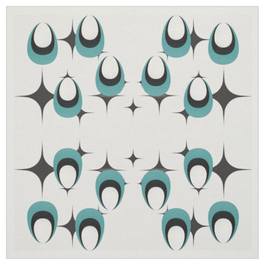 blauwe vormen Mid Century Moderne Stof (Swatch)