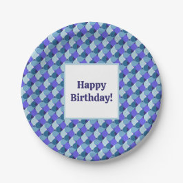 Blauwe Vormen Verjaardag Papieren Bordje