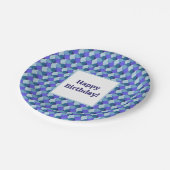 Blauwe Vormen Verjaardag Papieren Bordje (Gekanteld)