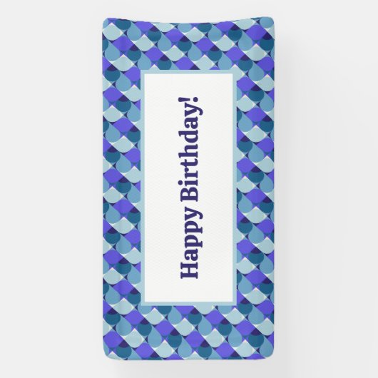 Blauwe Vormen Verjaardag Spandoek (Verticaal)