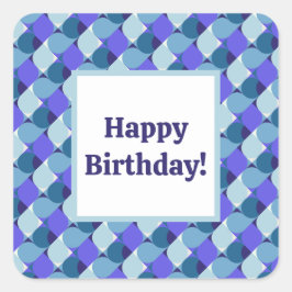 Blauwe Vormen Verjaardag Vierkante Sticker