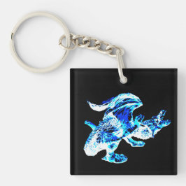 Blauwe Vorst Draak Arctische Ijs Draak Mythologisc Sleutelhanger