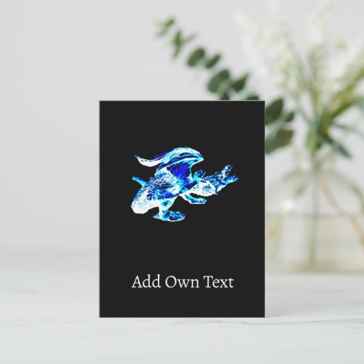 Blauwe Vorst Draak Briefkaart (Staand voorkant)