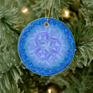Blauwe vorst-generatieve kerstversiering keramisch ornament