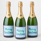 Blauwe vorst Kerst Sparkling Wijnetiket (Flessen)