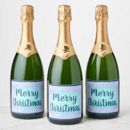 Blauwe vorst Kerst Sparkling Wijnetiket