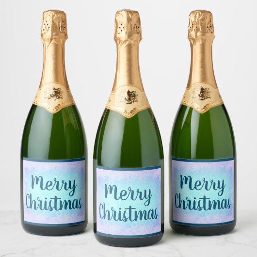 Blauwe vorst Kerst Sparkling Wijnetiket (Flessen)