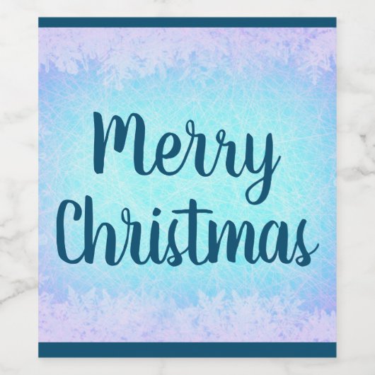 Blauwe vorst Kerst Wijn Etiket (Enkel label)