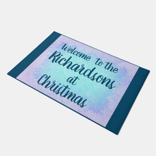 Blauwe vorst op maat deurmat (Schuin)