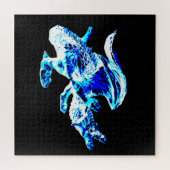 Blauwe Vorst Winter Fantasie Draak Legpuzzel (Horizontaal)