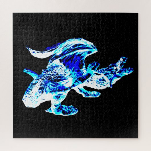 Blauwe Vorst Winter Fantasie Draak Legpuzzel (Verticaal)
