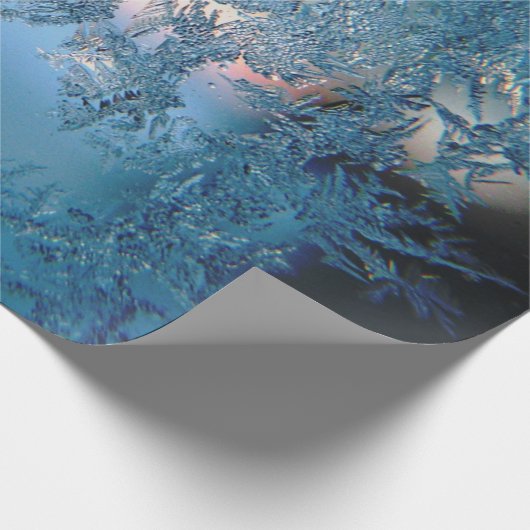 Blauwe vorst Winterkerstavond Cadeaupapier (Hoek)