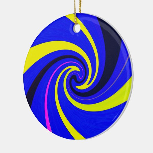 Blauwe vortex keramisch ornament (Links)