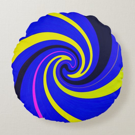 Blauwe vortex rond kussen (Voorkant)
