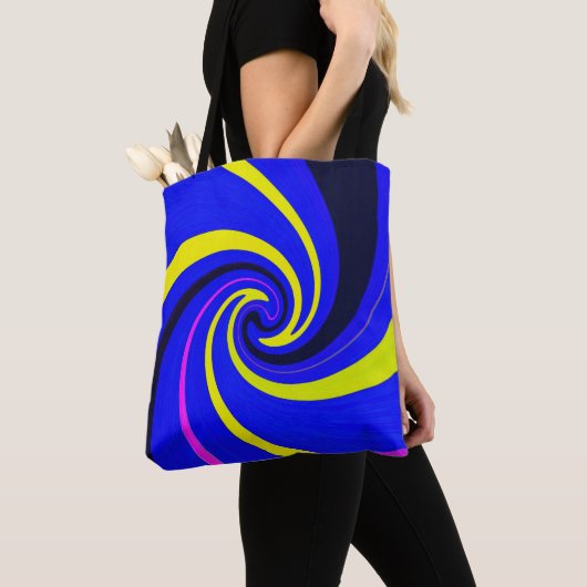 Blauwe vortex tote bag (Dichtbij)