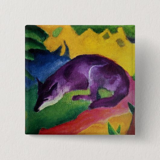 Blauwe vos, 1911 vierkante button 5,1 cm (Voorkant)