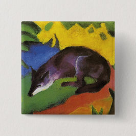Blauwe Vos (door Franz Marc) Vierkante Button 5,1 Cm