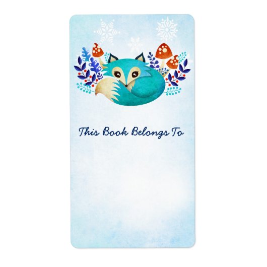Blauwe Vos Ex Libris Etiket (Voorkant)