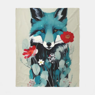 Blauwe vos fleece deken