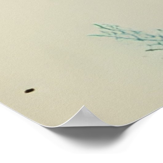 Blauwe Vos Rode en Witte Bloemen Poster (Hoek)