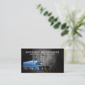 blauwe vrachtwagen | 18 Wheeler | bouwterrein Visitekaartje (Staand voorkant)