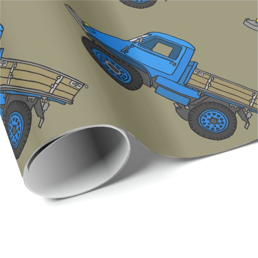 Blauwe vrachtwagen cadeaupapier (Rol Hoek)