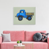 Blauwe vrachtwagen canvas afdruk (Insitu (Woonkamer))