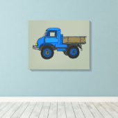 Blauwe vrachtwagen canvas afdruk (Insitu (Houten vloer))