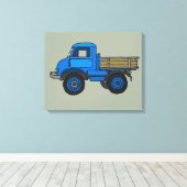 Blauwe vrachtwagen canvas afdruk (Insitu (Houten vloer))