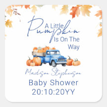 Blauwe Vrachtwagen & Kleine Pompoen op Weg Baby Sh
