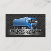 blauwe vrachtwagen | Koolstofstalen achtergrond Visitekaartje (Voorkant)