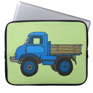 Blauwe vrachtwagen laptop sleeve