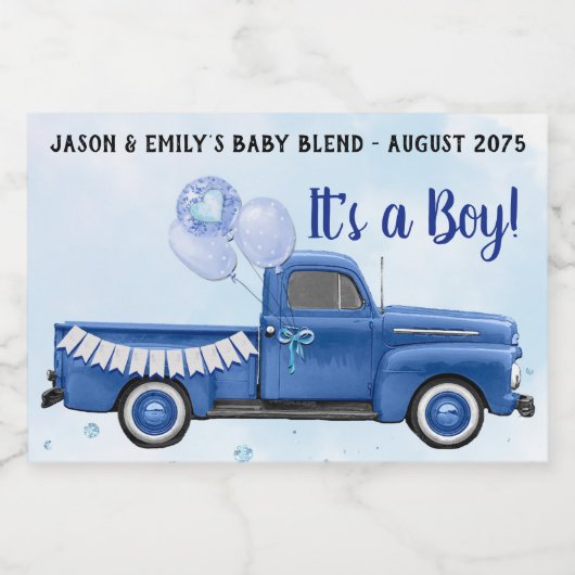 Blauwe Vrachtwagen Mini Mousserende Wijn Etiketten (Enkel label)