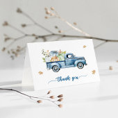 Blauwe Vrachtwagen Pompoen Baby shower Bedankkaart