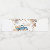 Blauwe Vrachtwagen Pompoen Baby shower Waterfles Etiket (Enkel label)