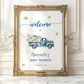 Blauwe Vrachtwagen Pompoen Baby shower Welkomstbor Poster